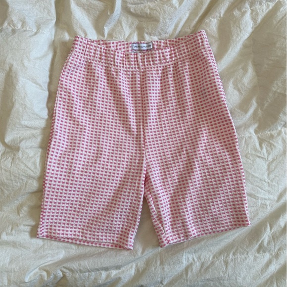 UO Kimmy pink & white gingham biker shorts size M - Picture 2 of 6